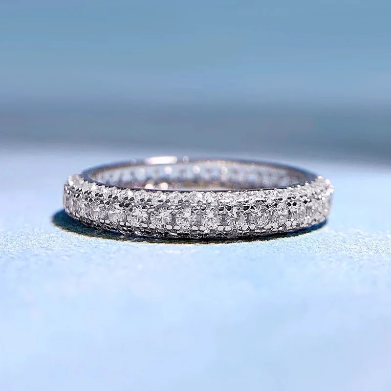 Fashion Simple Series Silver Zircon Full Diamond Ring