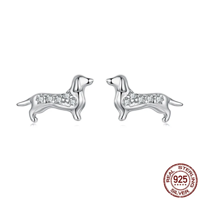 S925 Sterling Silver Sausage Dog Mini Ear Studs