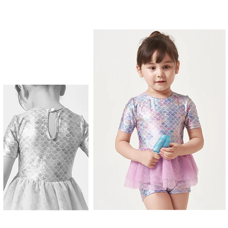 One-piece Sleeve Swimsuit Small, Medium and Big Kids' Boxer Skirt Hot Spring Swimsuit