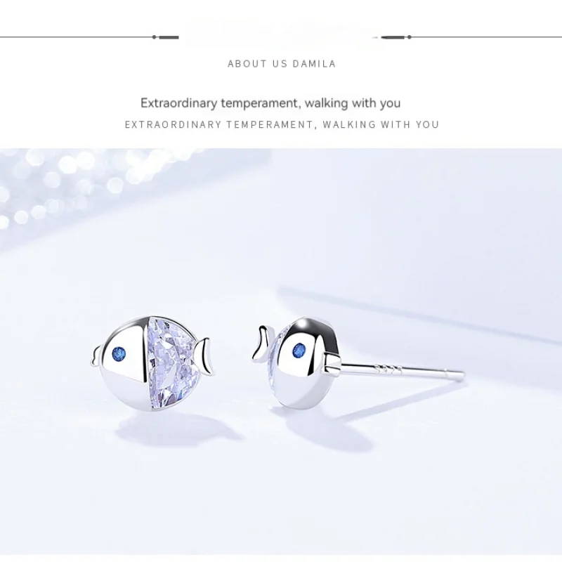 S925 Sterling Silver All-match And Fresh Kissing Gourami Stud Earrings