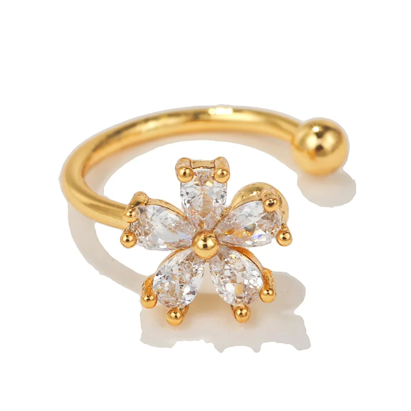 Shiny Diamond-encrusted Flower Earrings Fairy Light Luxury Without Pierced Ears
