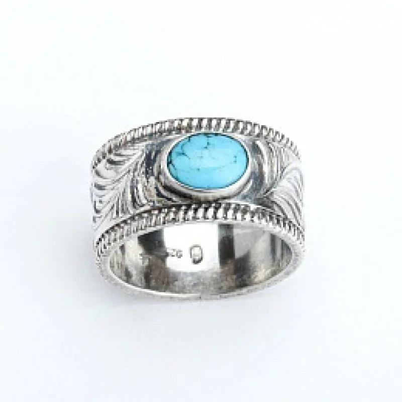 Alloy Electroplating Simple Vintage Turquoise Ring