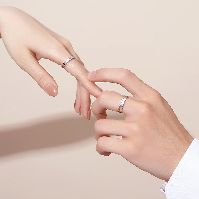 New Silver Track Couple Ring