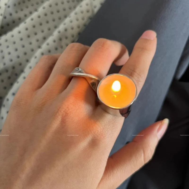 Candle Candlestick Mirror High Profile Retro Ring