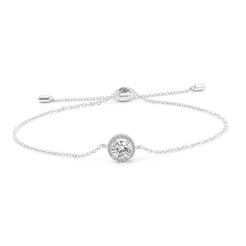 S925 Silver Moissanite Round Bag Micro-inlaid Round Moissanite Electroplated K Platinum Bracelet For Women