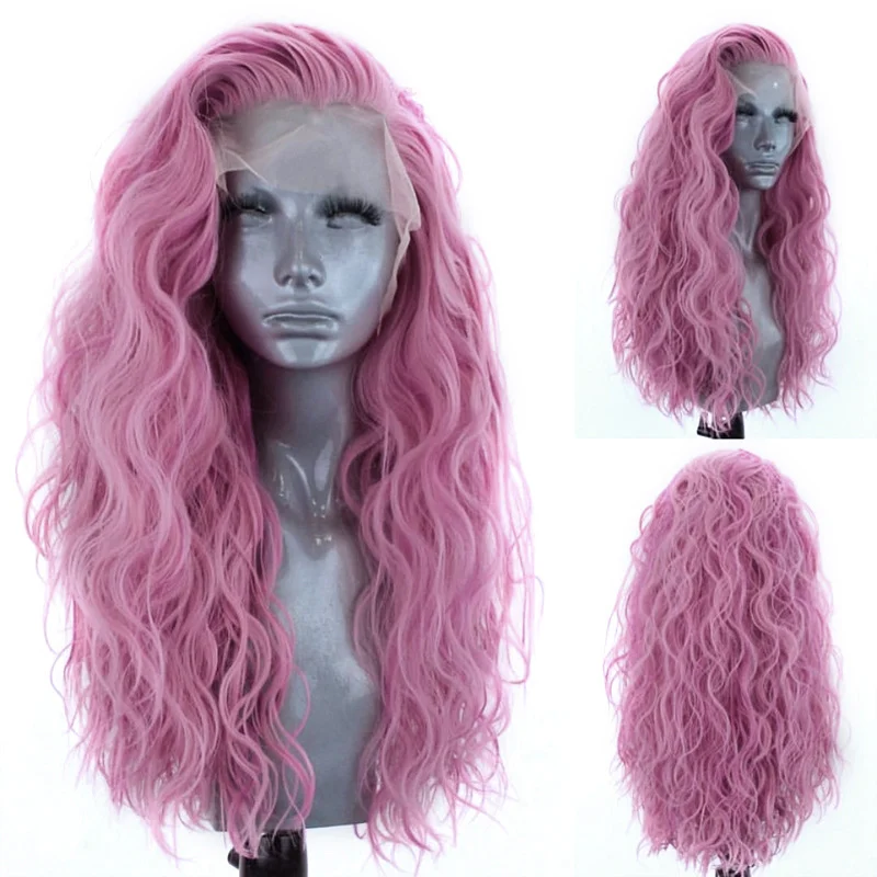 Hand Hook Front Lace Micro-volume Big Wave Chemical Fiber High Temperature Silk Full Lace Wig Female