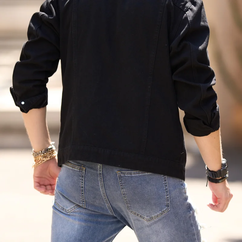 Spring And Autumn Men's Casual Jacket Youth Slim Fit Fashion Ripped Denim Coat