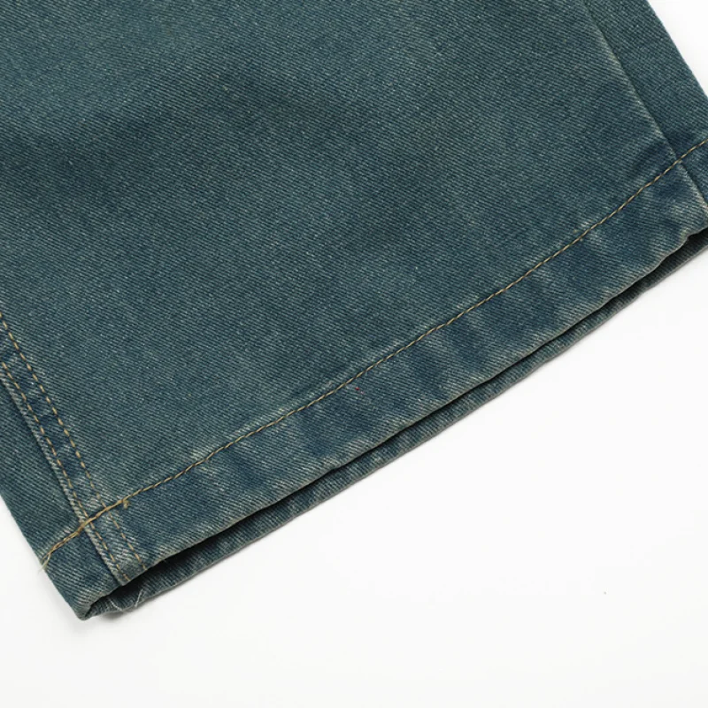 Contrast Color Inkjet Hole Denim Straight-leg Pants Men
