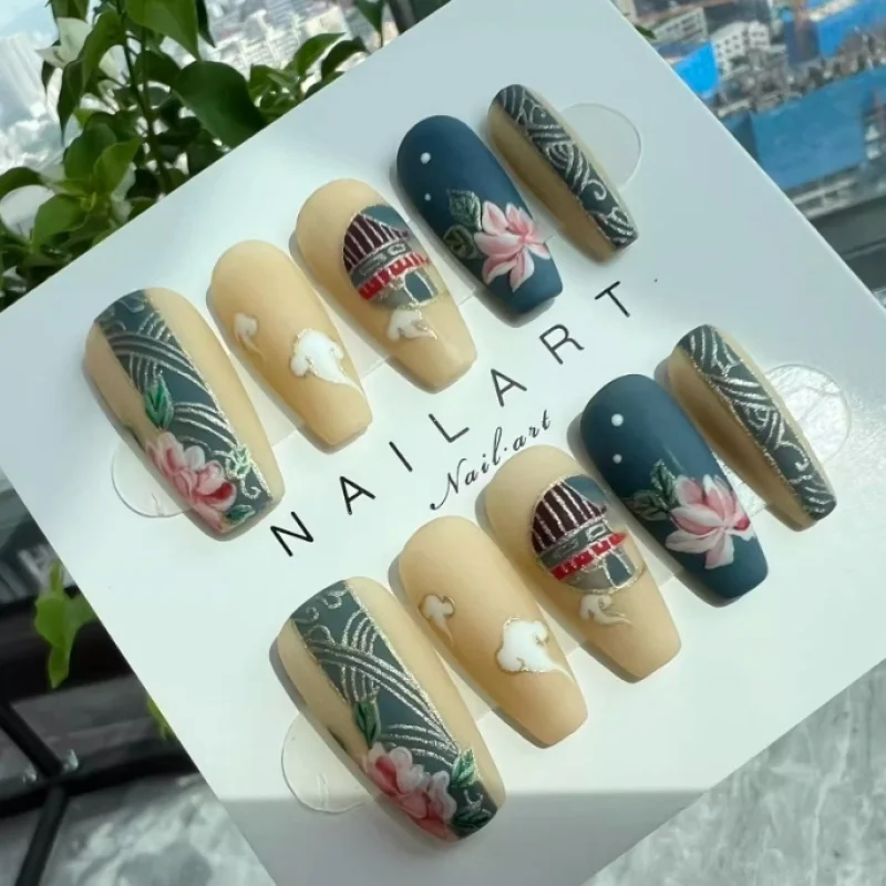 Handmade New Chinese Tang Style Hand-painted Manicure