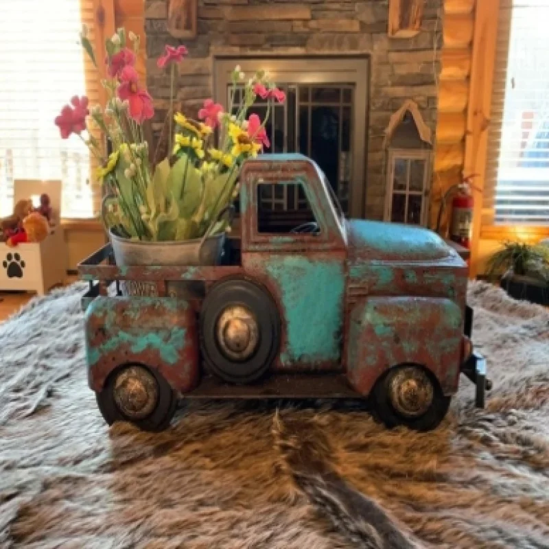 Vintage pickup truck flower pot decoration-1 pack