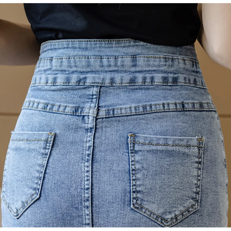 High Waisted Denim Wrap Hip Skirt Design
