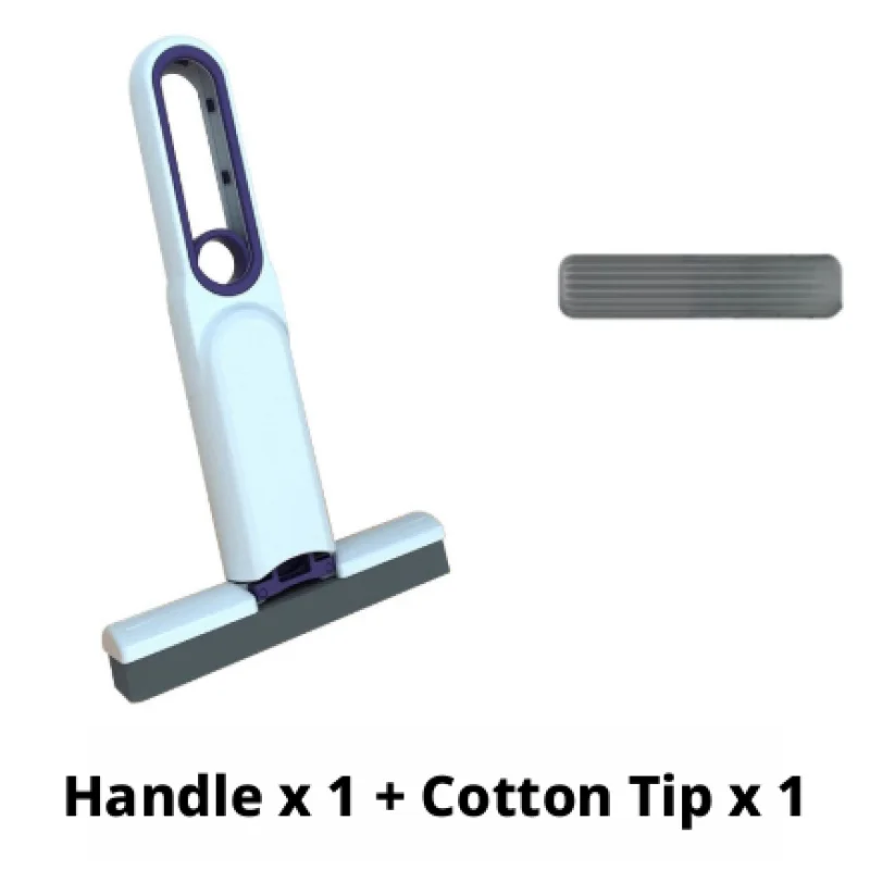 Mini mop-white-handle + brush head-1 piece