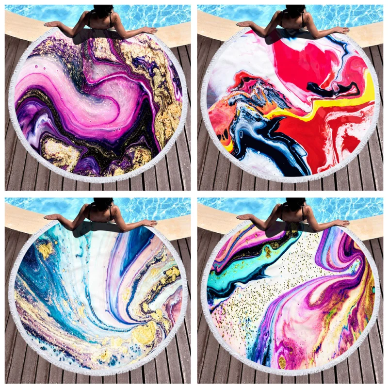 Round 3D Digital Printing Beach Towel Shawl Lunch Mat