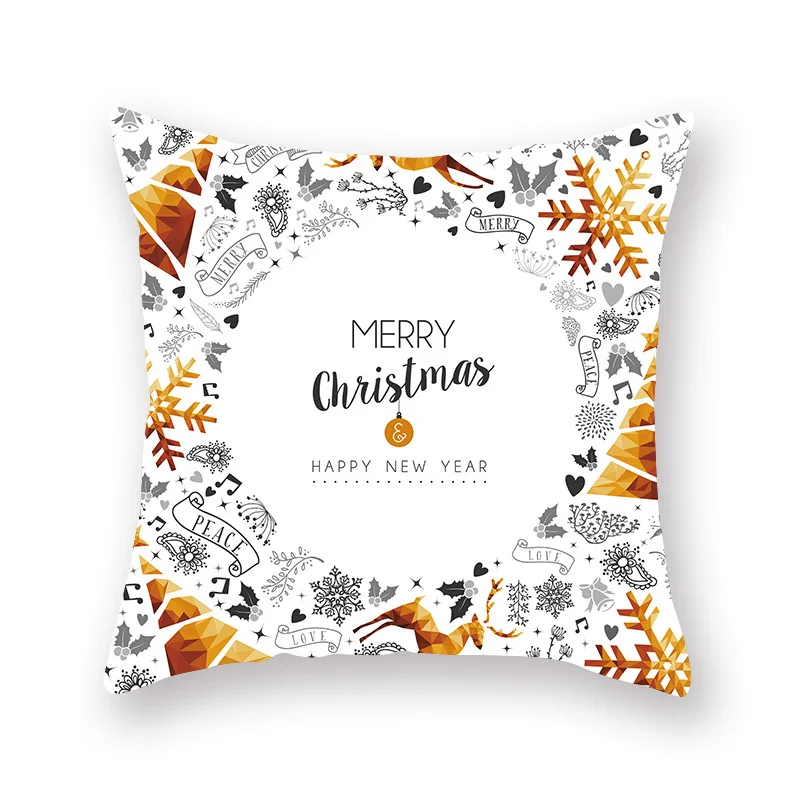 Home Golden Christmas Pillow Cover