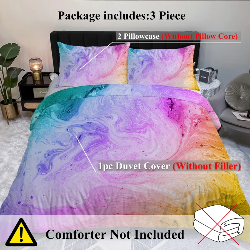 Kids Duvet Cover Set Premium Brushed Microfiber Pink And Purple Ombre Bedding Set 3 Piece Comfy Quilt Cover For Girls Bedroom