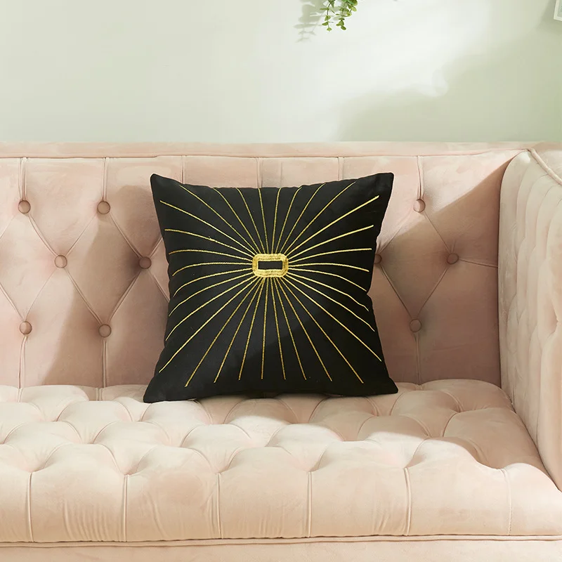 Netherlands Velvet Gold Thread Embroidery Pillow Cover