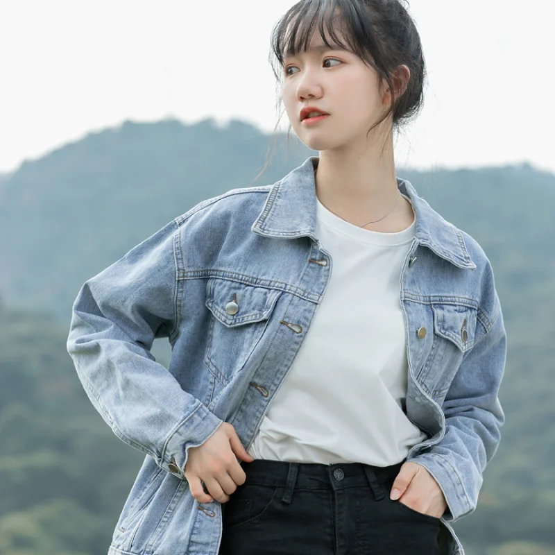 Women's Spring Retro Hong Kong Style Denim Jacket