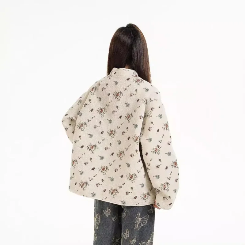Loose Retro Jacquard Heavy Industry Baseball Uniform Jacket