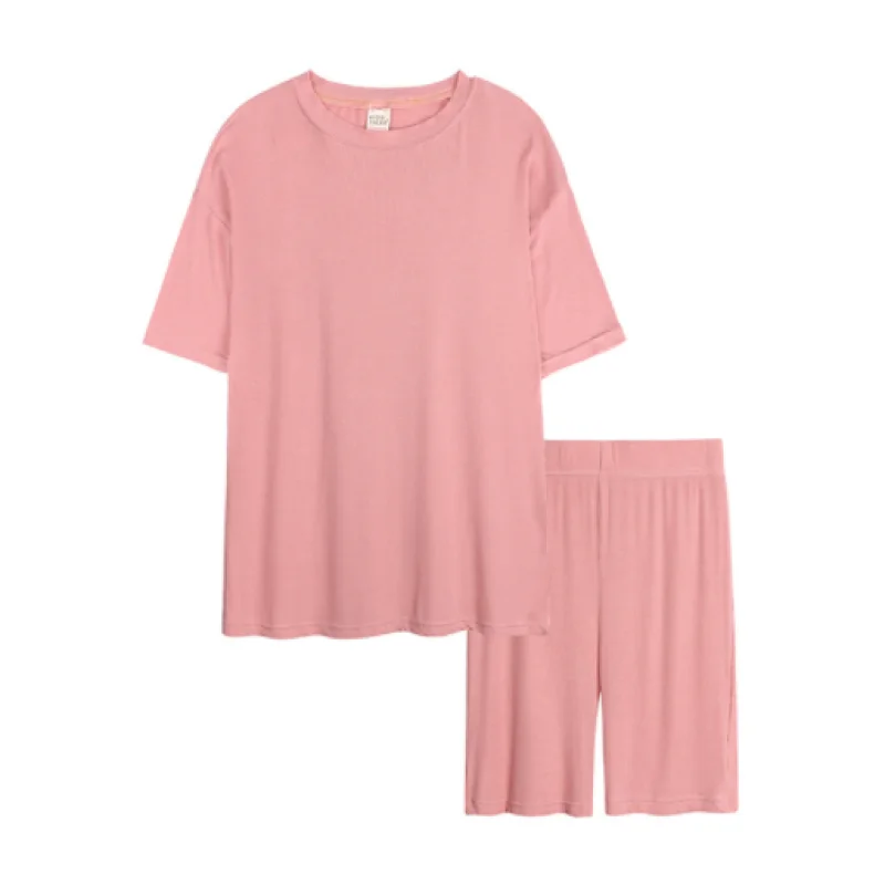 Solid Color Short-sleeved T Tights Two-piece Suit