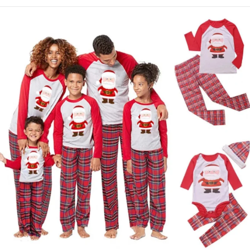 Christmas Suit European And American Style Santa Claus Printed Plaid Pants Parent-child Suit Home Wear