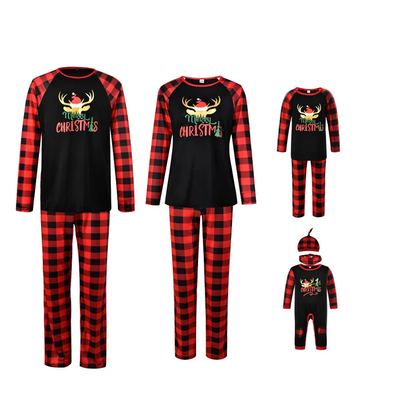 Fashion Printed Family European And American Pajamas Set Family Wear
