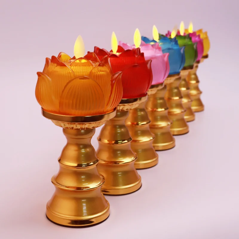 Glass Electronic Lotus Lamp Simulation Flame Swing Household Night Light