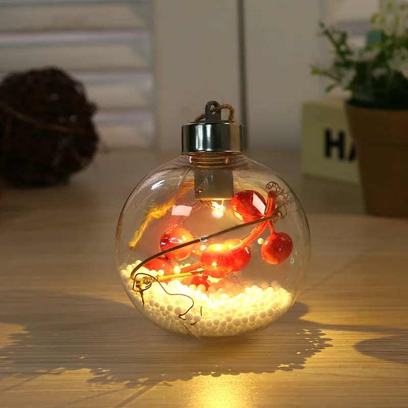 Christmas Hanging Decoration Interior Transparent Ornaments LED Warm White Light Christmas Ball
