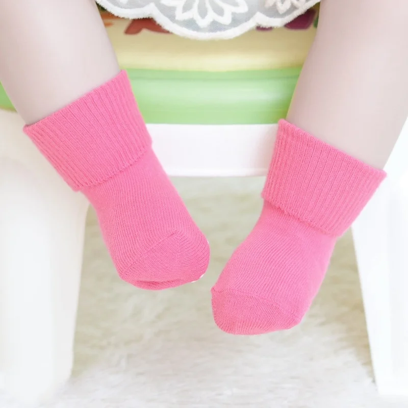 Non-slip Bottom Glue Loose Mouth Baby Cotton Solid Color Socks