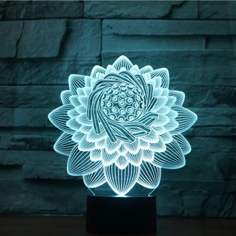 Foreign Trade New Lotus 2 3D Light Colorful Touch Charging Led Visual Light Gift Atmosphere 3591
