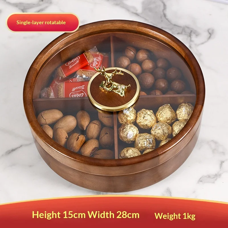 Wooden Dried Fruit Tray With Four Compartments For The Living Room Or Coffee Table At Home