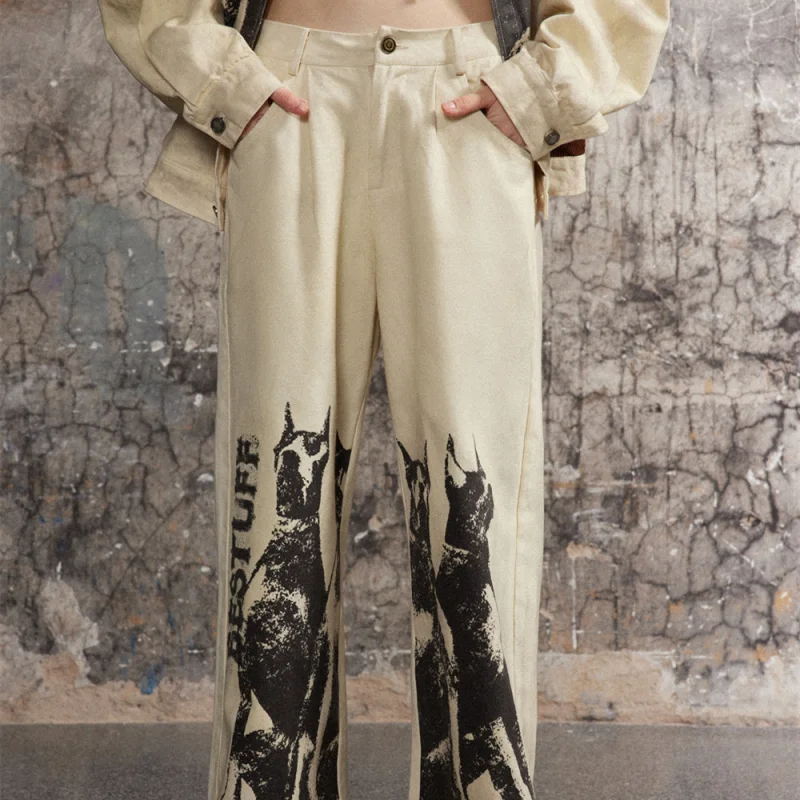 Doberman Pinscher Printed Trousers Men's Hip Hop Loose