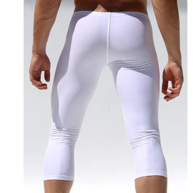 Men's Tight Bottoming Low Waist Pure Cotton Cropped Pants