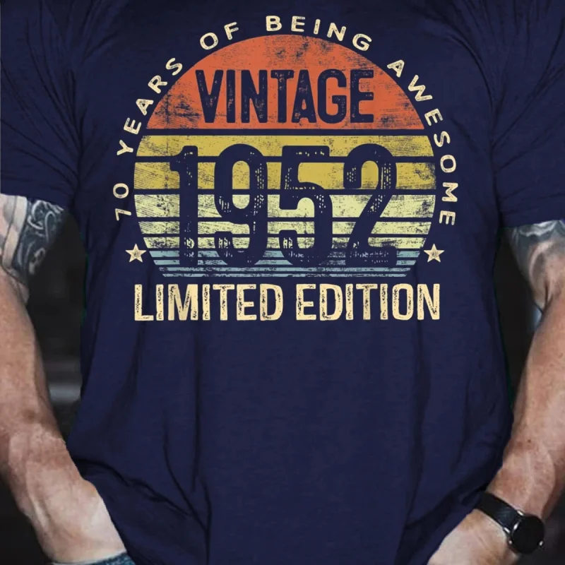 Heat Mark Pattern Cotton Round Neck Heat Transfer Patch Men's T-shirt