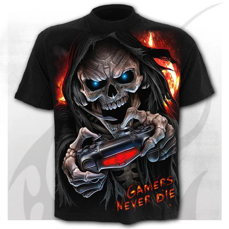 Printed Design Skull Men's Short Sleeve