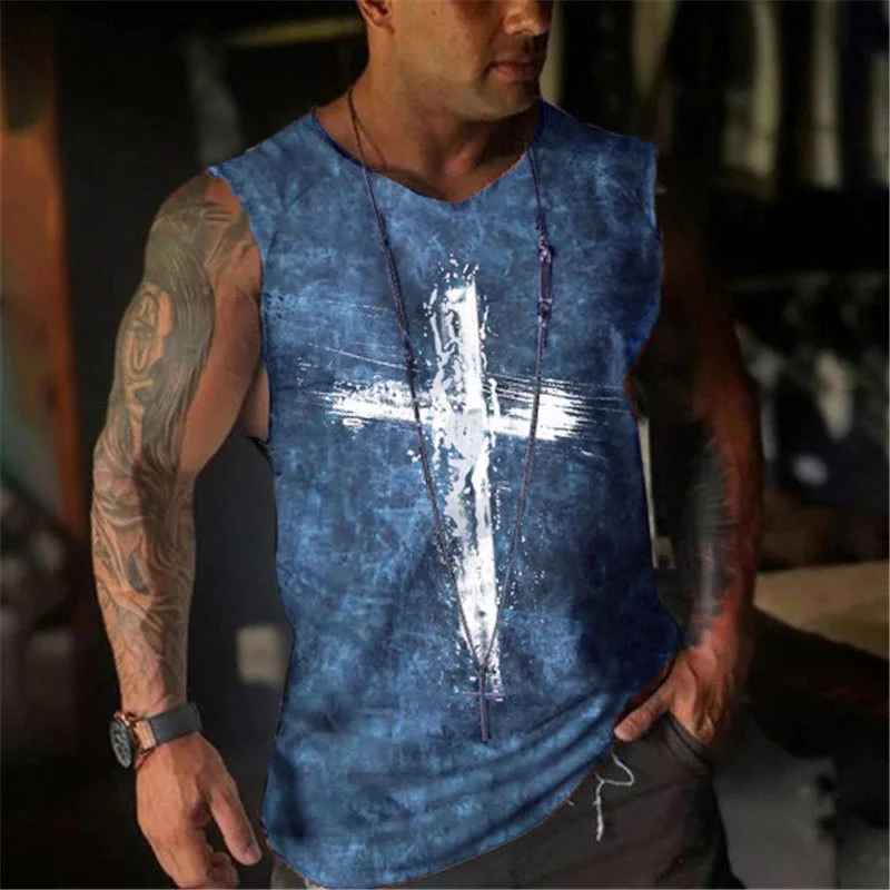 Fashion Men's Sleeveless 3D Printed Vest Top