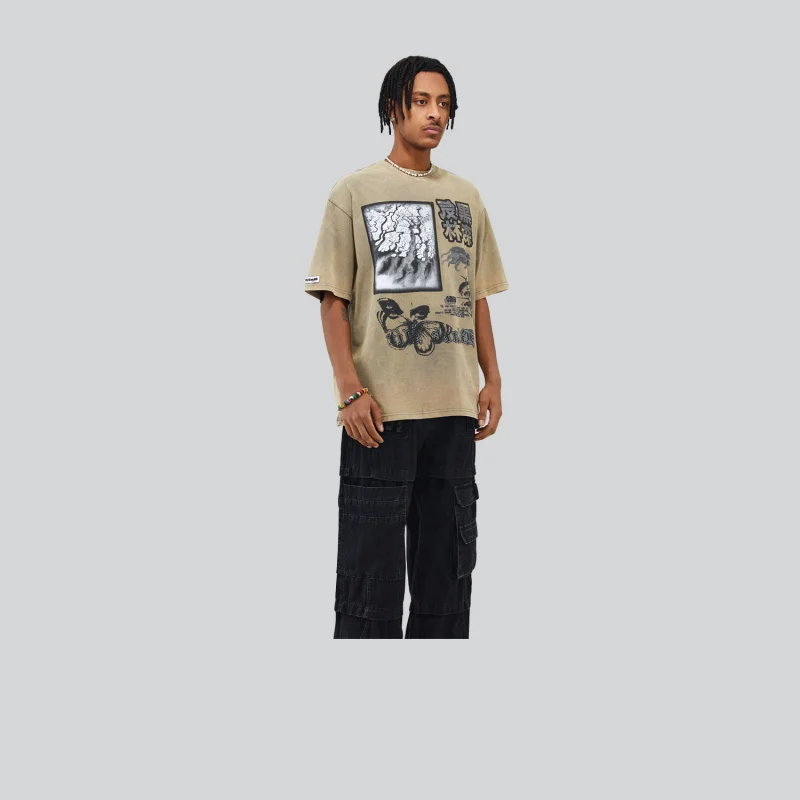 1Rock Concept Printing, Vintage Wash, Worn-out Short Sleeve