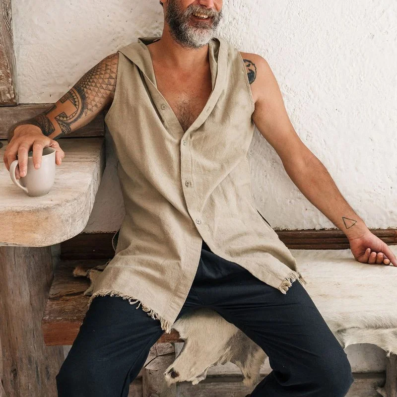 Multicolor Waistcoat Cotton And Linen Washing Vest