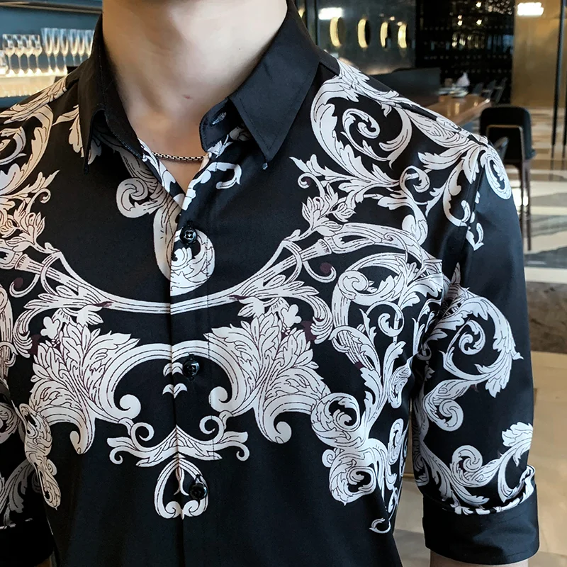 High Quality Casual Men Shirt Slim Fit Short Sleeve