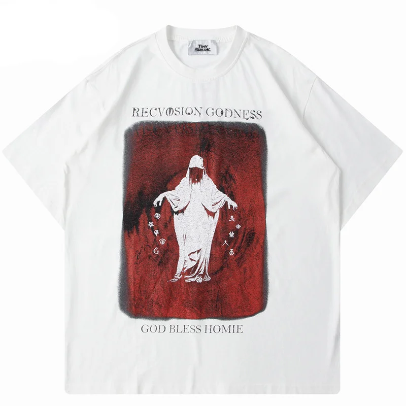 Men's And Women's Loose Cross Print Short-sleeved Top