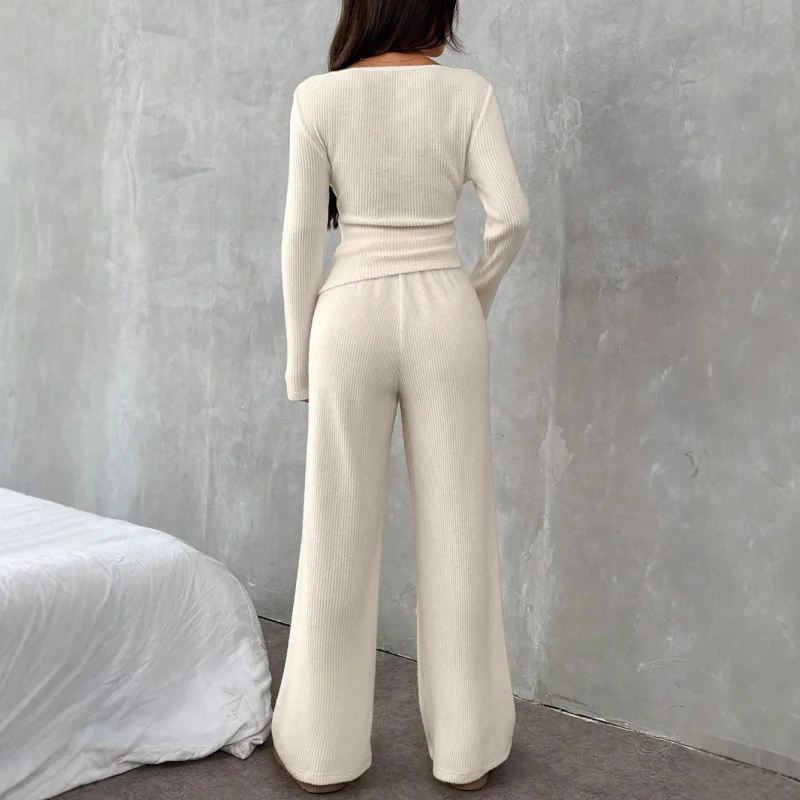 Casual Long Sleeve Straight-leg Pants Loose Temperament Suit