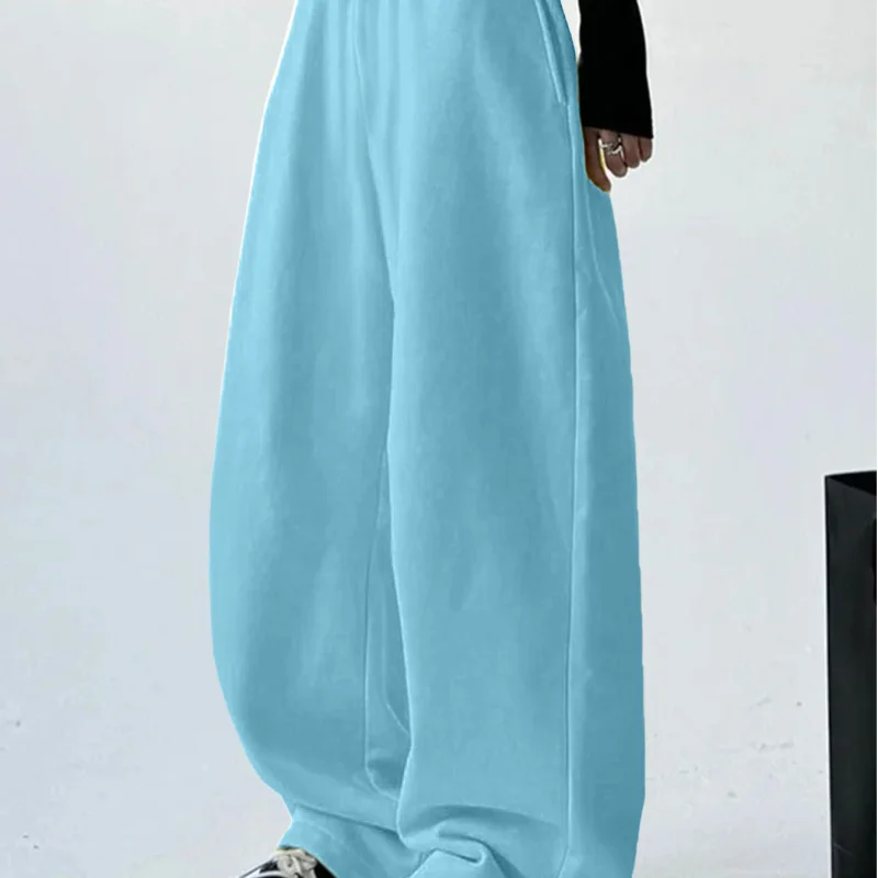 2025 Popular European And American Cross-Border Amazon Casual Fashion Autumn And Winter Simple Pocketed Sports Style Solid Color Long Pants