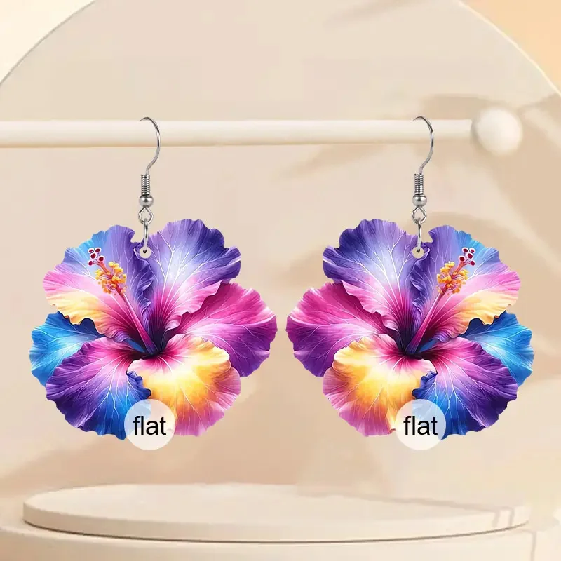 Open Spring Colorful Flower 2D Acrylic Earrings