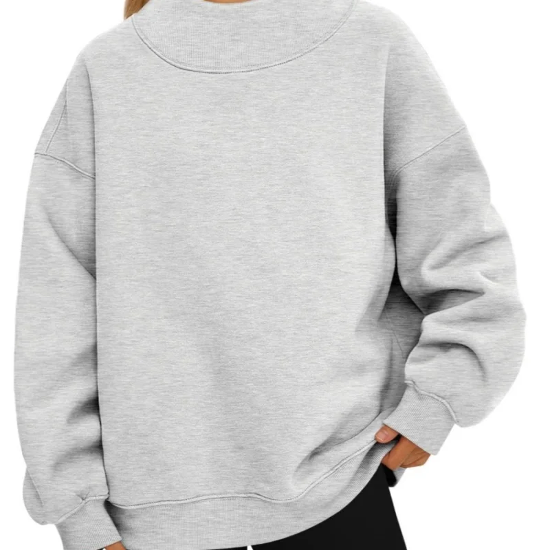 Amazon 2026 European And American Style Sweatshirt Long-Sleeved High-Neck Pullover Sweatshirt Casual Sweatshirt Fleece-Lined Top For Women