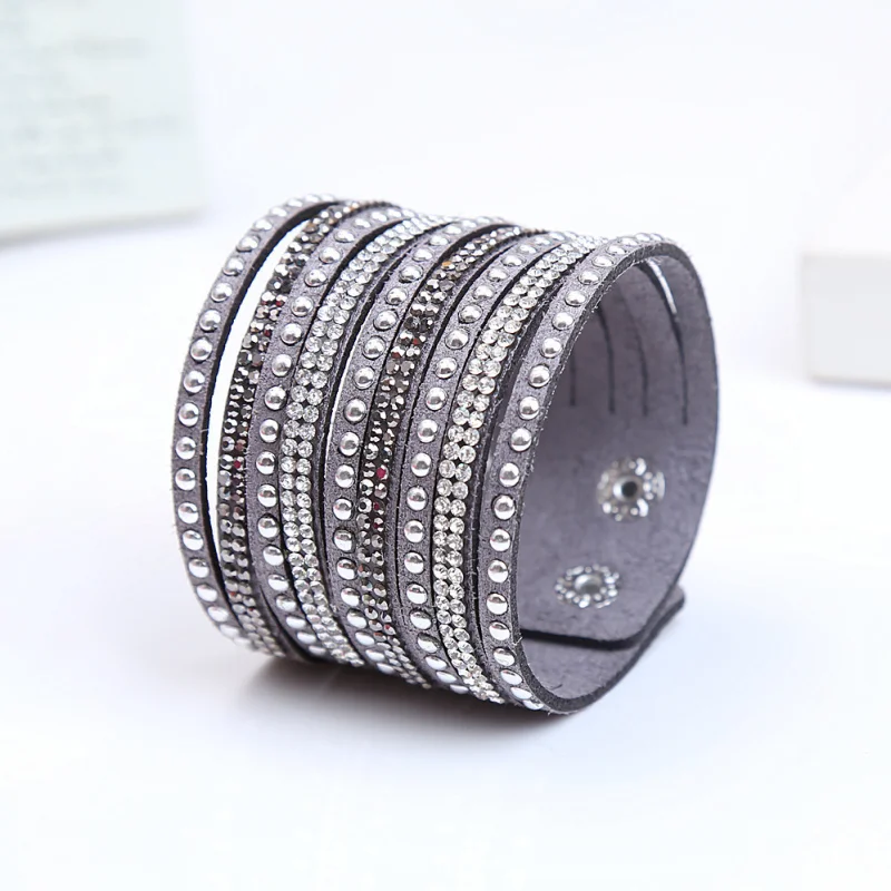 Fashion Leather Flannel Hot Diamond Bracelet