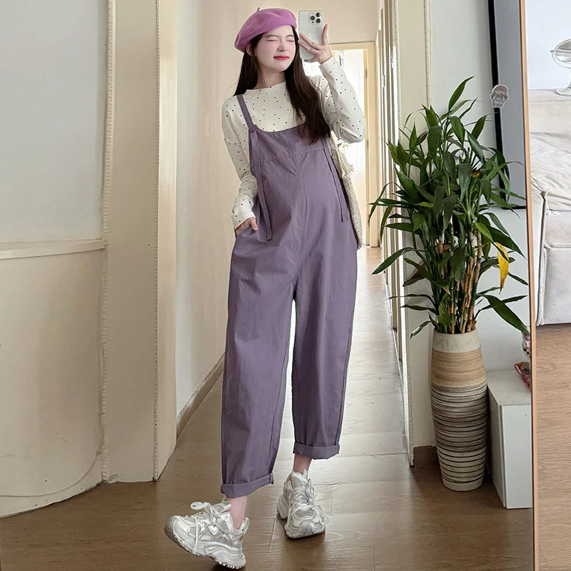 Casual Denim Suspender Pants Polka Dot Top Two-piece Set