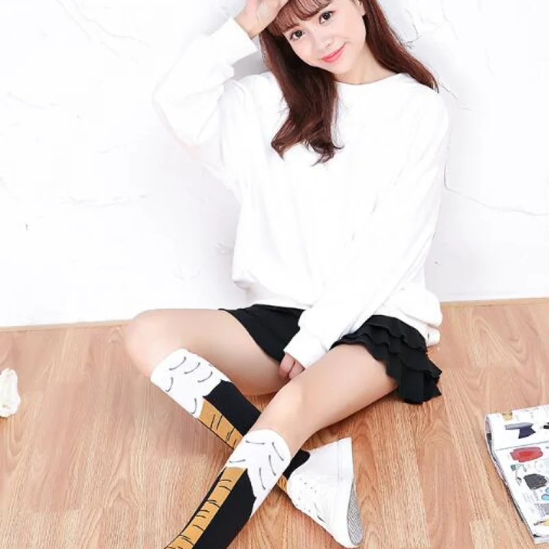 Day department school wind scheming thin medium socks lady over knee chicken feet socks creative thin leg socks pile socks pile socks long
