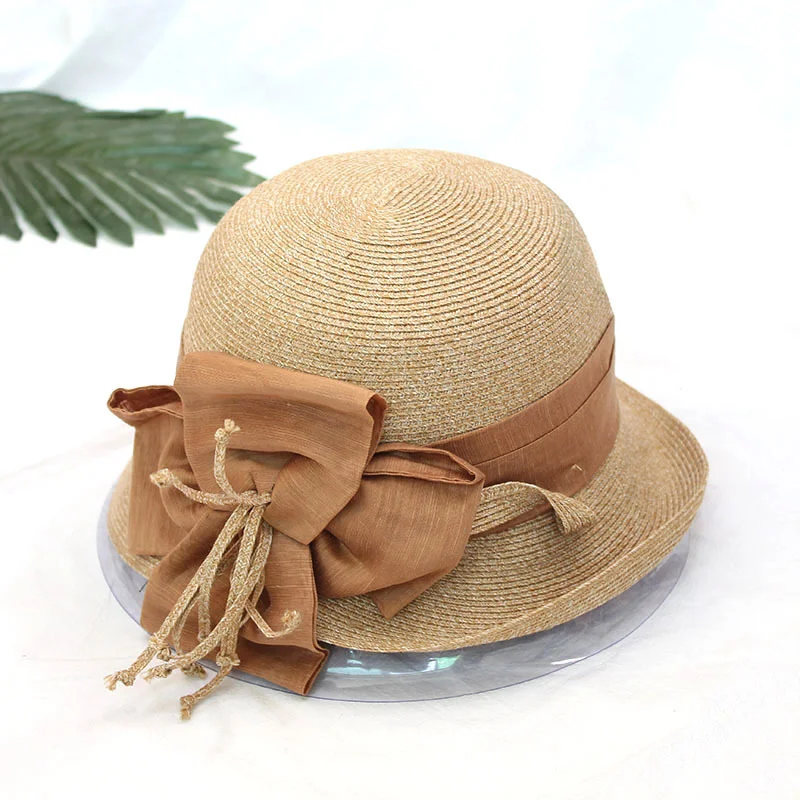 Flowers Curled Brim Basin Straw Hat
