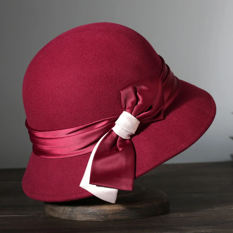 Japanese Black Retro Easy Matching Wool Warm Bucket Hat