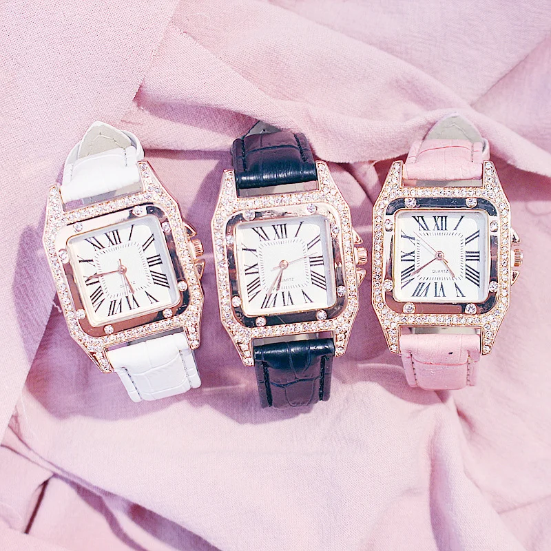Square Dial Belt Quartz Watch + Star Bracelet