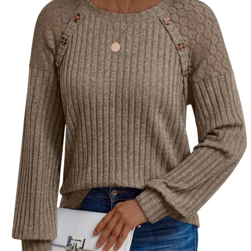 European And American Lace Patchwork Raglan Sleeves
